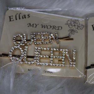 Gold queen hairpins